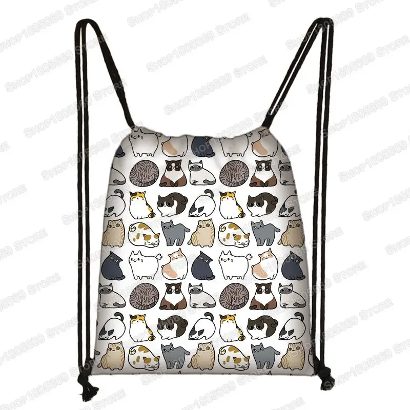 kawaii dessin animé chien chat sac à dos femmes sacs à cordon toile sac à bandoulière pour voyage filles sac à dos sacs de rangement porte-chaussures
