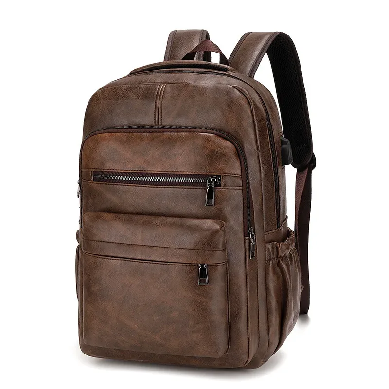 sac à dos hommes sac à dos en cuir pu grands sacs à dos d'ordinateur portable mâle mochilas cartable pour adolescents de haute qualité usb charge