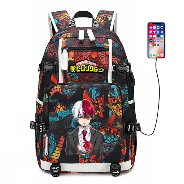 sac à dos de voyage grande capacité mha, sacs d'école imperméables pour garçons, sac à dos pour ordinateur portable avec chargement usb, sac à dos oxford pour cosplay