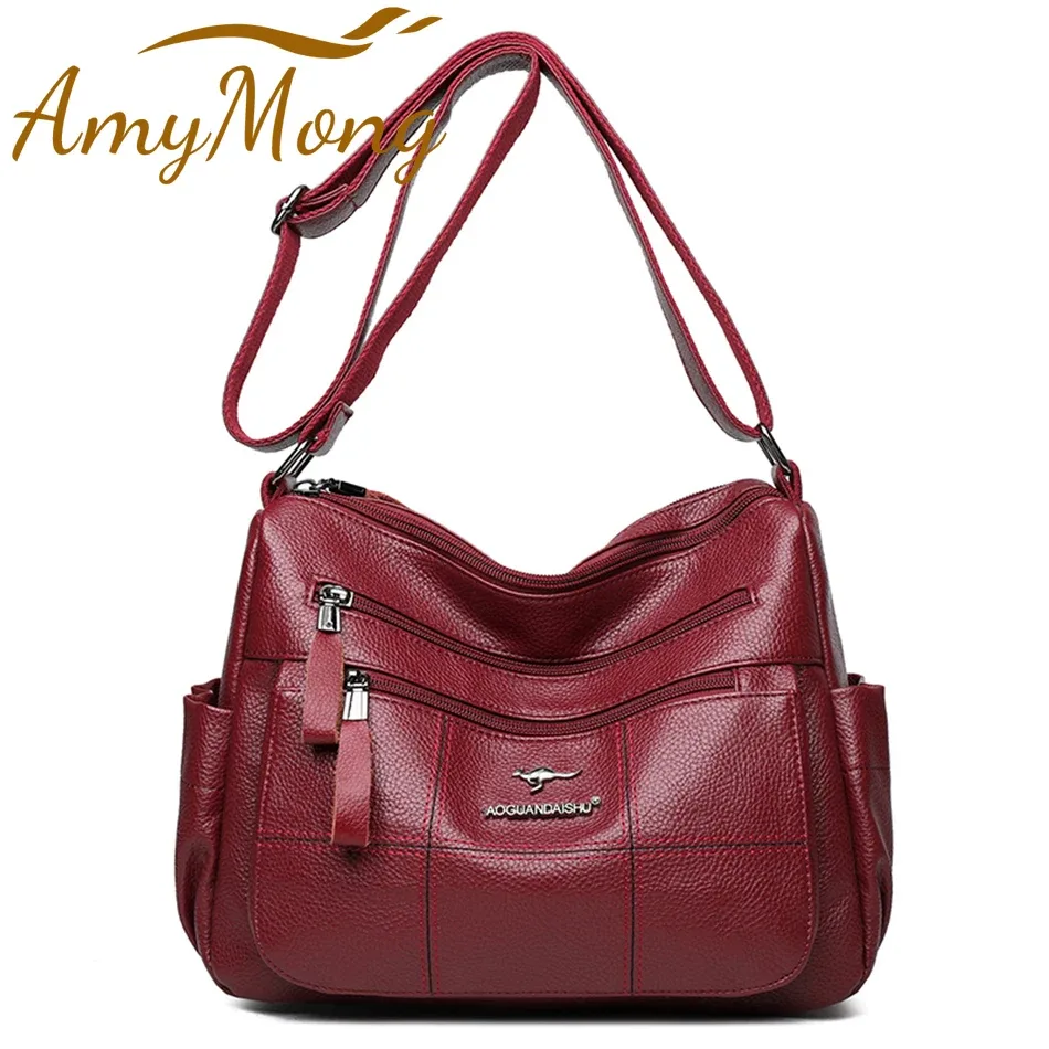 sacs à bandoulière en cuir souple multi-poches pour femmes, sacs à main classiques lancés, sacs à main de luxe de créateur, haute qualité, 2024