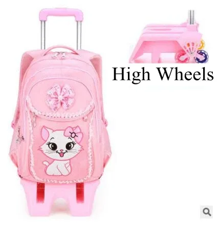 valise sac dos roulettes nylon fleur chat rose filles école voyage transport scolaire jeunesse
