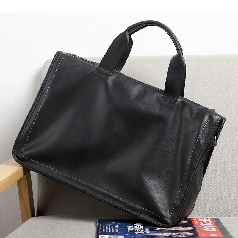 grande mallette pour hommes en cuir véritable, sac à bandoulière pour ordinateur portable de 15 pouces, grand sac à main en cuir souple, sac de voyage multicouche pour hommes