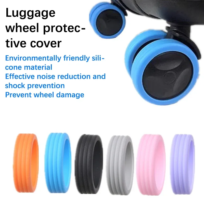 protecteur roue bagage silicone durables couleurs variées protection esthétique voyage utilisation facile anneaux épais textures douces multiprotecteurs set accessoires bagagerie