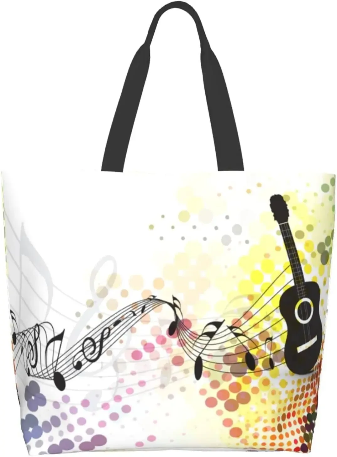 grand sac fourre-tout réutilisable pour femme, sac à main décontracté, sac d'épicerie polyvalent, travail en plein air, marche, notes de musique