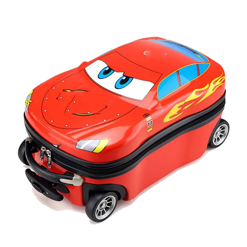 valise rouge animaux voiture caractérisée abs rigidité enfant jeu voyage roulettes fixes compacte légère