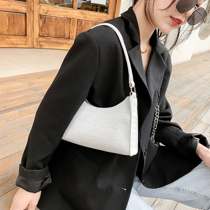 sacs à main et bourse rétro motif alligator pour femmes, petits sacs à bandoulière sous les aisselles, pochette fourre-tout en cuir pu de bonne qualité pour dames