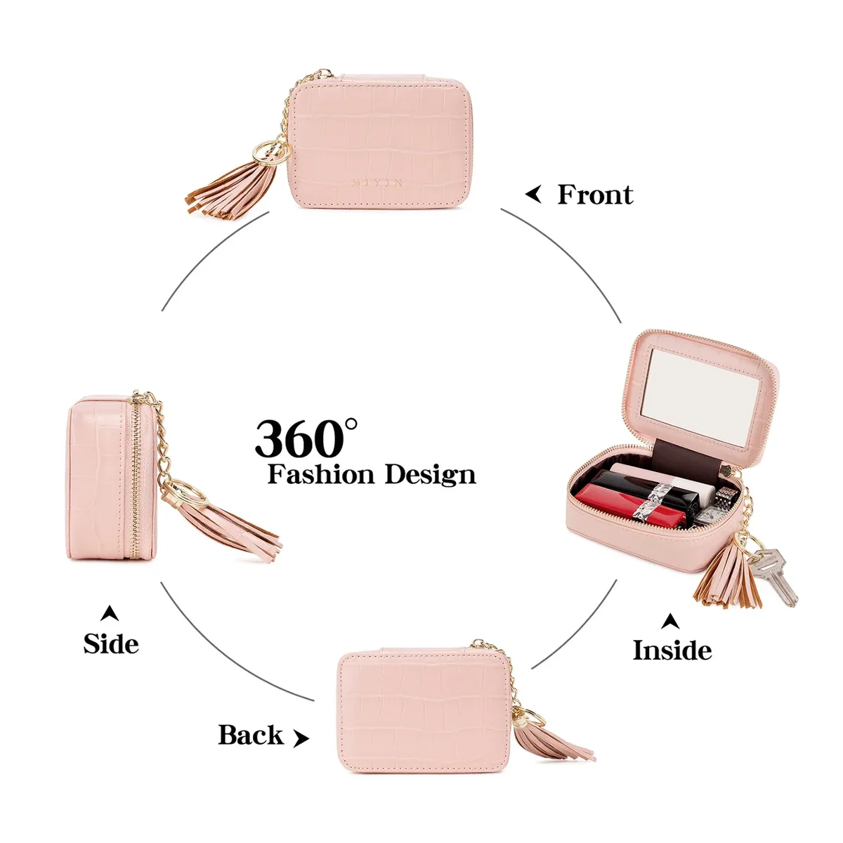 élégant mini sac de rangement pour rouge à lèvres à motif crocodile, simple trousse de maquillage pour femmes, étui de voyage portable pour lentilles de contact, trousse de maquillage.