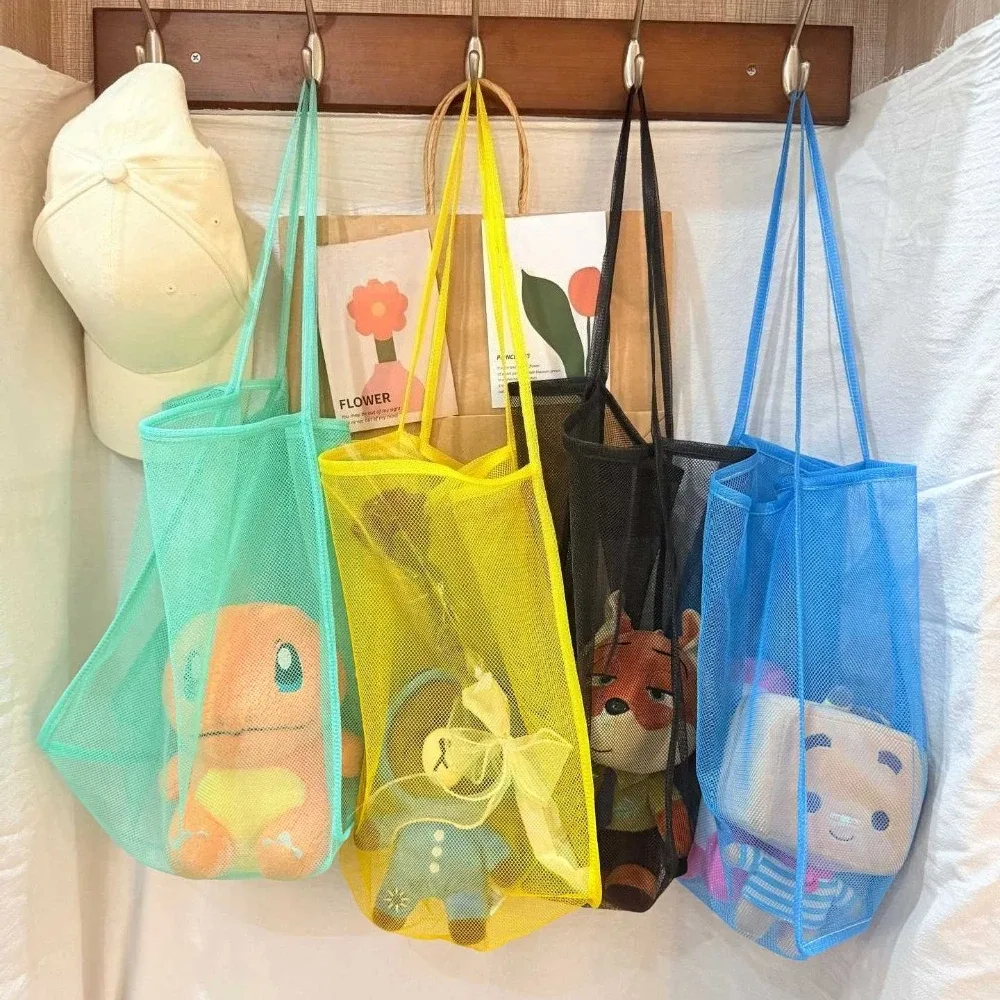sac de plage en maille 1 pièce, grande pochette cosmétique, sac de plage familial pour jouets et essentiels de vacances