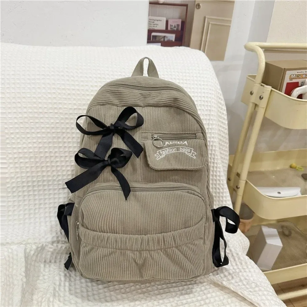 sac à dos d'étudiant à nœud papillon mignon, sac à dos d'école plissé de grande capacité, sac à dos à nœuds réglables