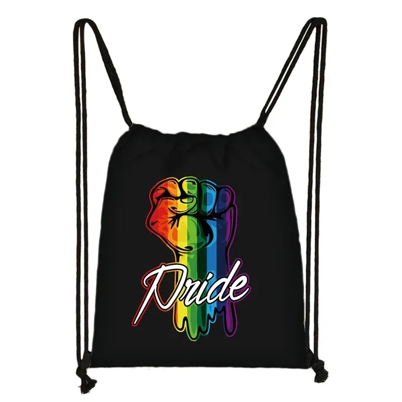 sac à dos à motif de cœur arc-en-ciel lgbt, sacs à cordon de proximité pour les zones de voyage, sac de rangement arc-en-ciel, mode thon, lesbienne et gay pride, cadeau