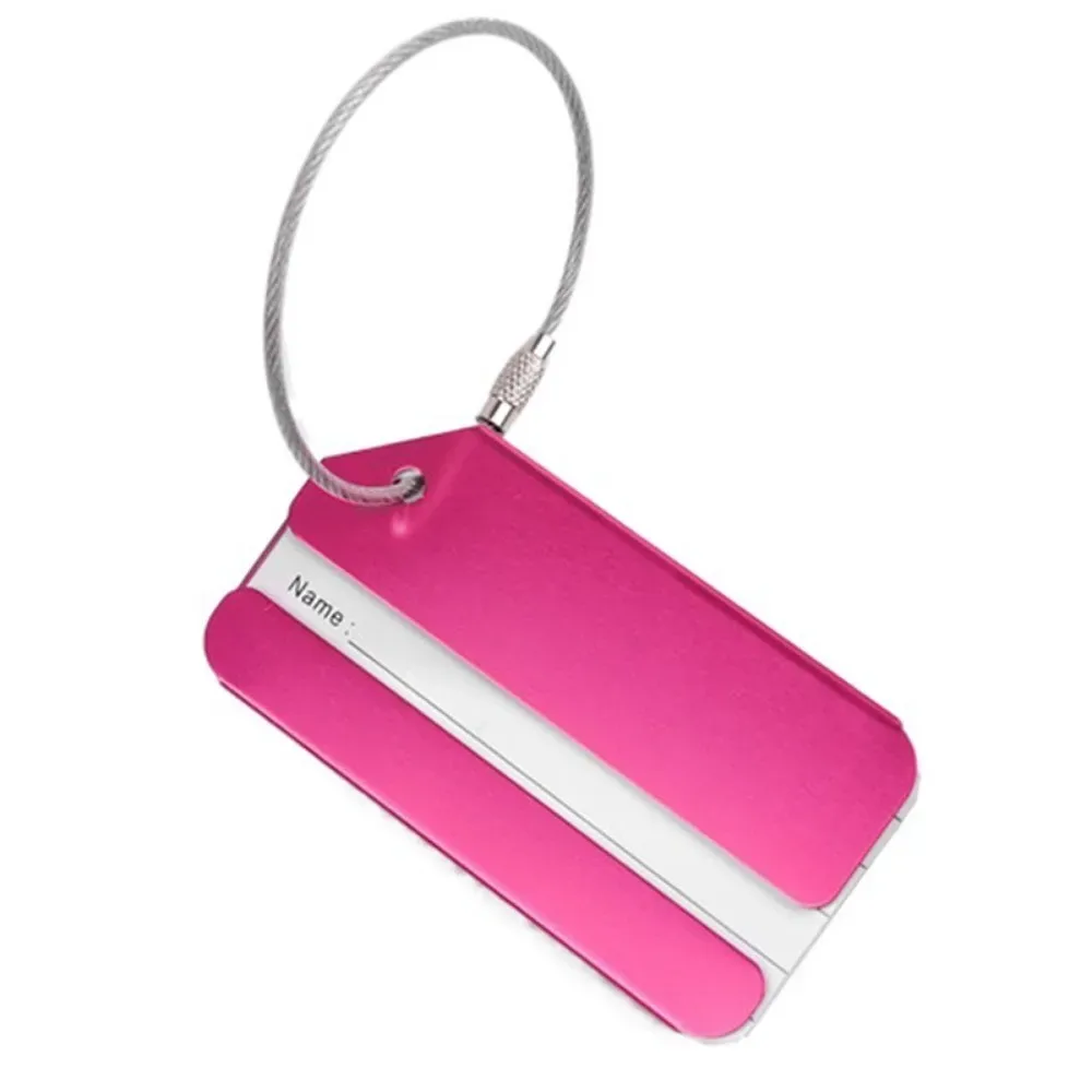 lot de 10 étiquettes de bagage en aluminium pour valise, étiquette de bagage en métal, identificateur de bagage avec carte d'identité et boucle en acier, accessoires de voyage