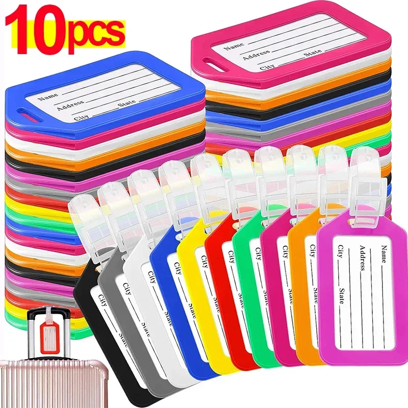 1-10 pièces étiquette de bagage embarquement expédition étiquettes de bagages en plastique accessoire de voyage femmes hommes valise ID adresse nom titulaire sac étiquette