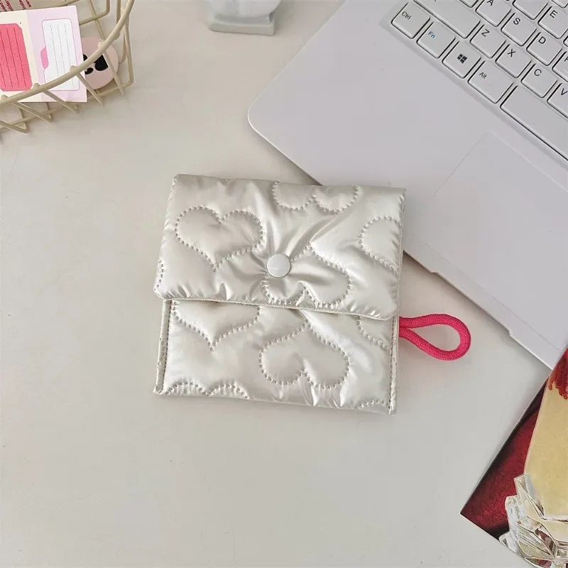 porte-monnaie à motif de nœud argenté pour femme, portefeuille pour écouteurs, pochette à fermeture éclair, trousse à cosmétiques en poudre, prédire