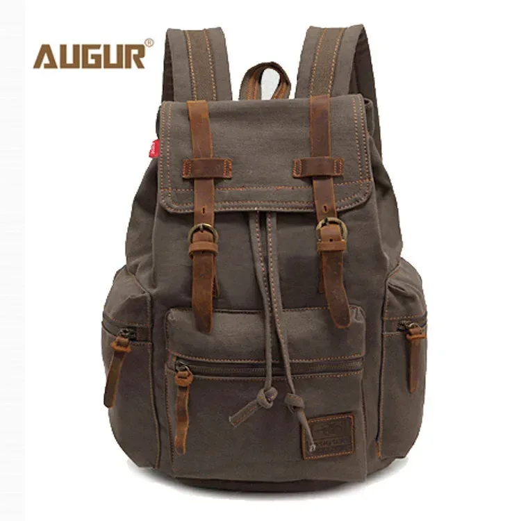 augur sacs à dos en toile vintage pour hommes et femmes, sacs de voyage décontractés pour étudiants, randonnée, voyage, camping, mochila masculina