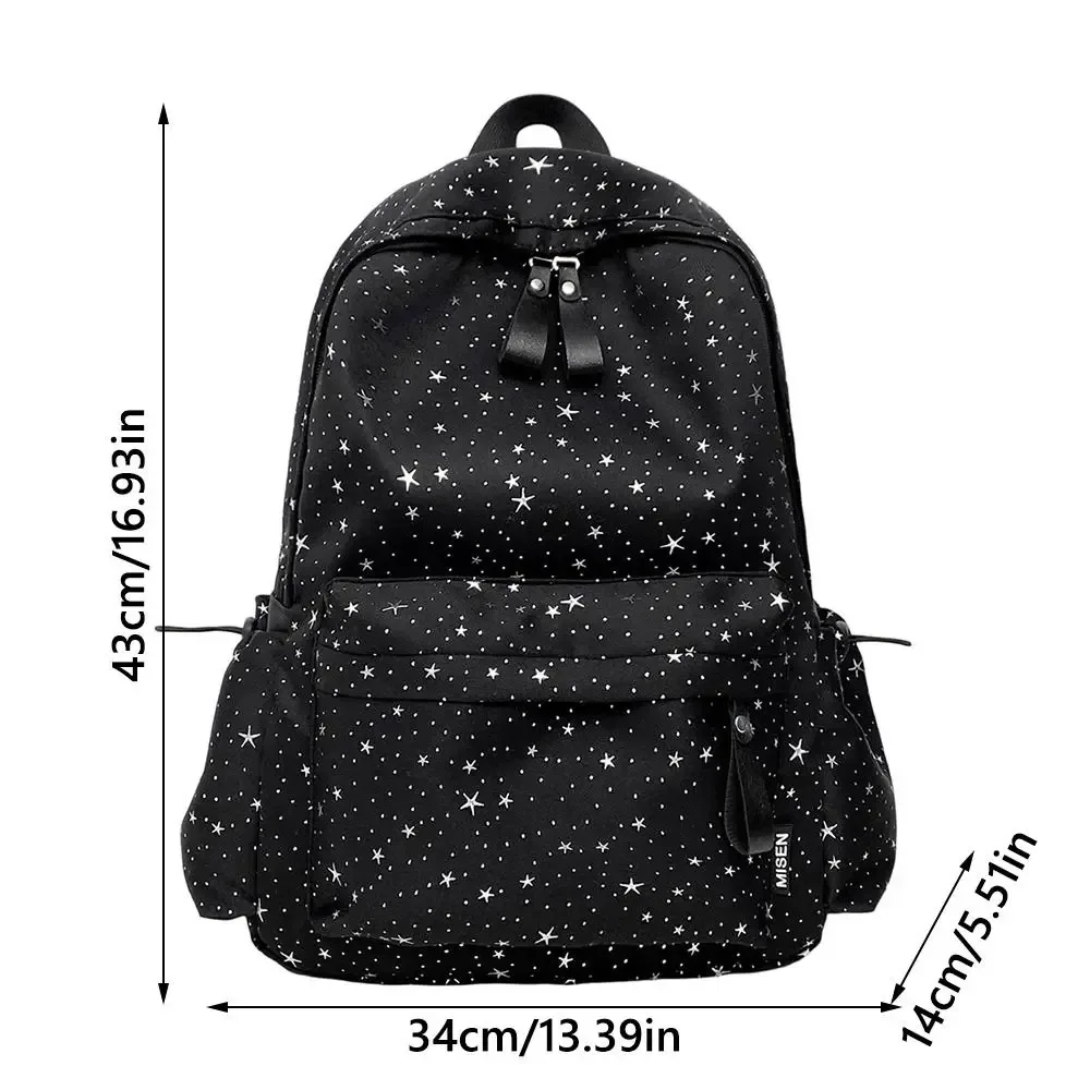 sac à dos japonais en tissu oxford, motifs étoiles, grande capacité, sac d'école multi-poches, sac à dos de voyage pour femme