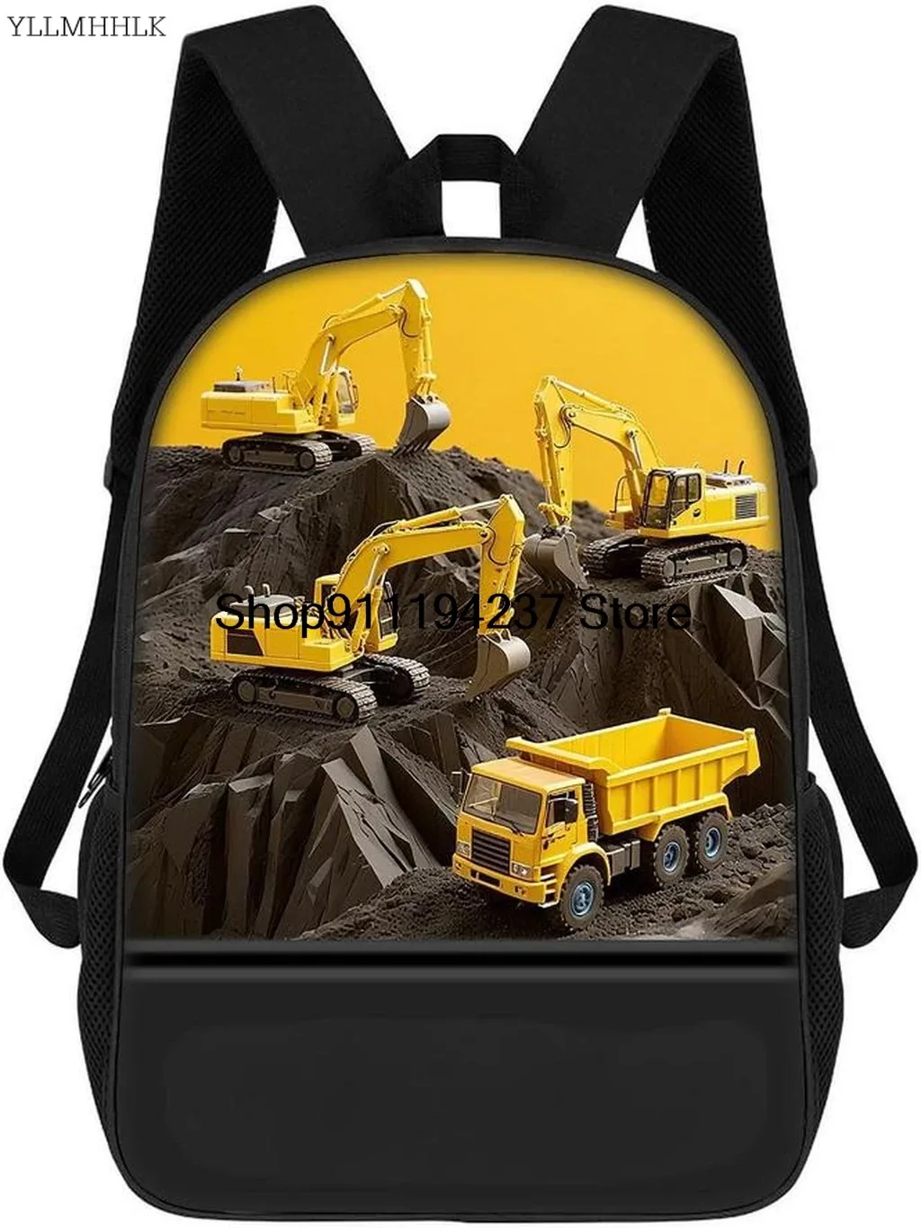 sac à dos personnalisé sur le thème des véhicules d'ingénierie, sac à dos pour pelle, sac à dos pour camion de construction