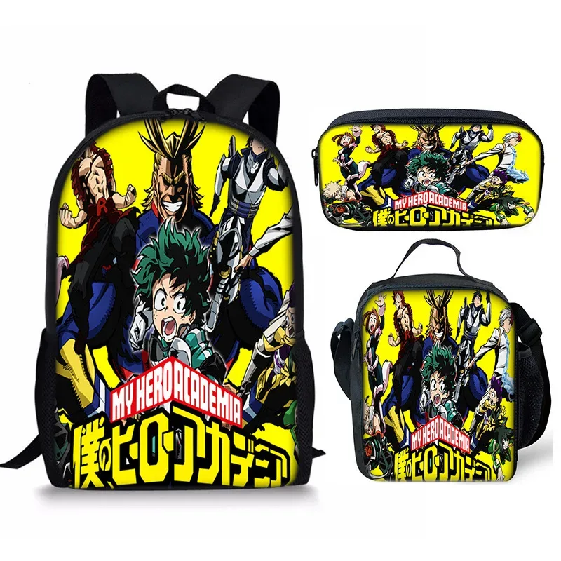 sac à dos my hero academy, ensemble de trois pièces, sac à bandoulière my hero academy, trousse à crayons