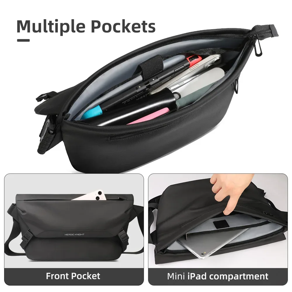 hcankcan sac à bandoulière pour homme, imperméable, grande capacité, sacs messager, adapté au mini ipad, pour le quotidien, le travail, le cyclisme, le week-end, les activités de plein air