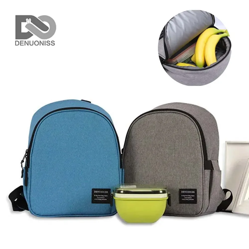 Sac Dos Tissu Oxford Doublure Intérieure Nourriture Bleu Gris Compact Poche Latérale Zippée Isotherme Transport Fruits Légumes Bière Boissons Glacés Chilling