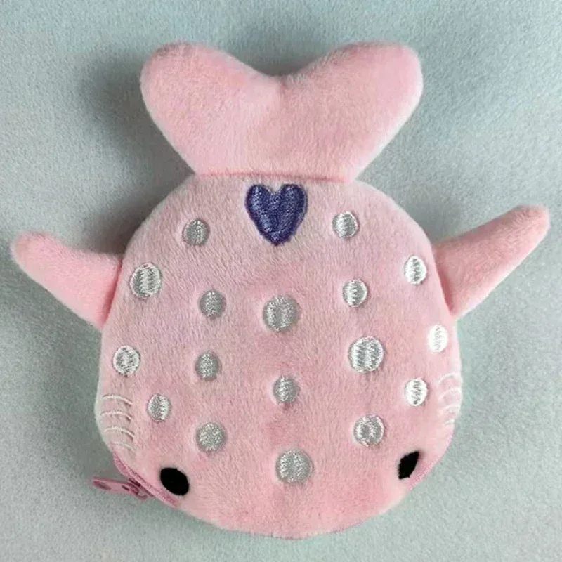 porte-monnaie en peluche mignon requin baleine dessin animé, portefeuille kawaii portable, sac à monnaie, organiseur de clés et écouteurs, pochette zippée