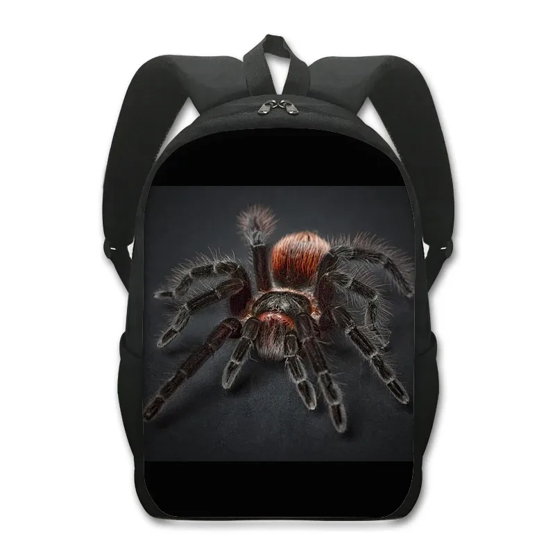 sac à dos imprimé animal de compagnie de 16 pouces pour femme et enfant, fourre-tout d'école, de voyage, avec grenouille, caméléon, serpent, araignée, livre, cadeau