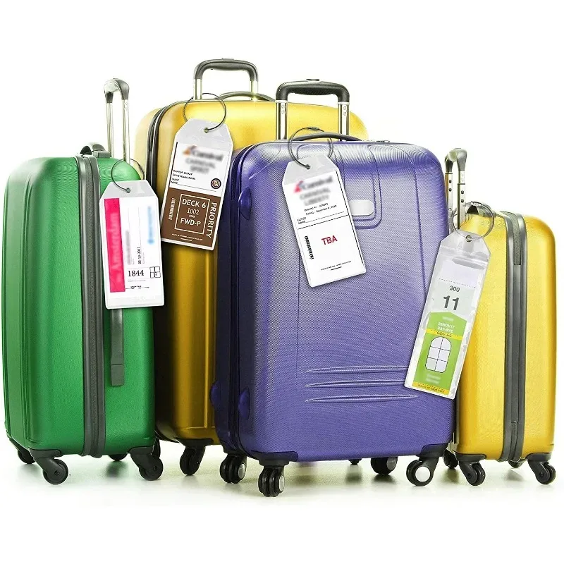 étiquette bagage pvc transparente couleur anneau sécurité voyage croisière résistante imperméable pochette carte enregistrement