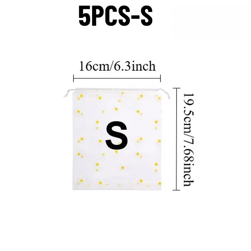sac en plastique imprimé marguerite, blanc transparent, pliable, sac de voyage imprimé marguerite, adapté au rangement des serviettes, fournitures de voyage, 5/10 pièces