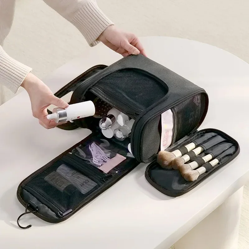 grande trousse de toilette suspendue multi-poches avec crochet, organiseur de maquillage élégant pour femmes et hommes, trousse de toilette de voyage, cadeau de noël