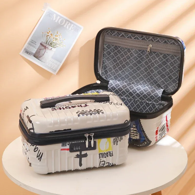 mini sac à cosmétiques portable 16 pouces, boîte à bagages pratique, petite mallette de rangement cadeau, boîte de voyage, protection par mot de passe