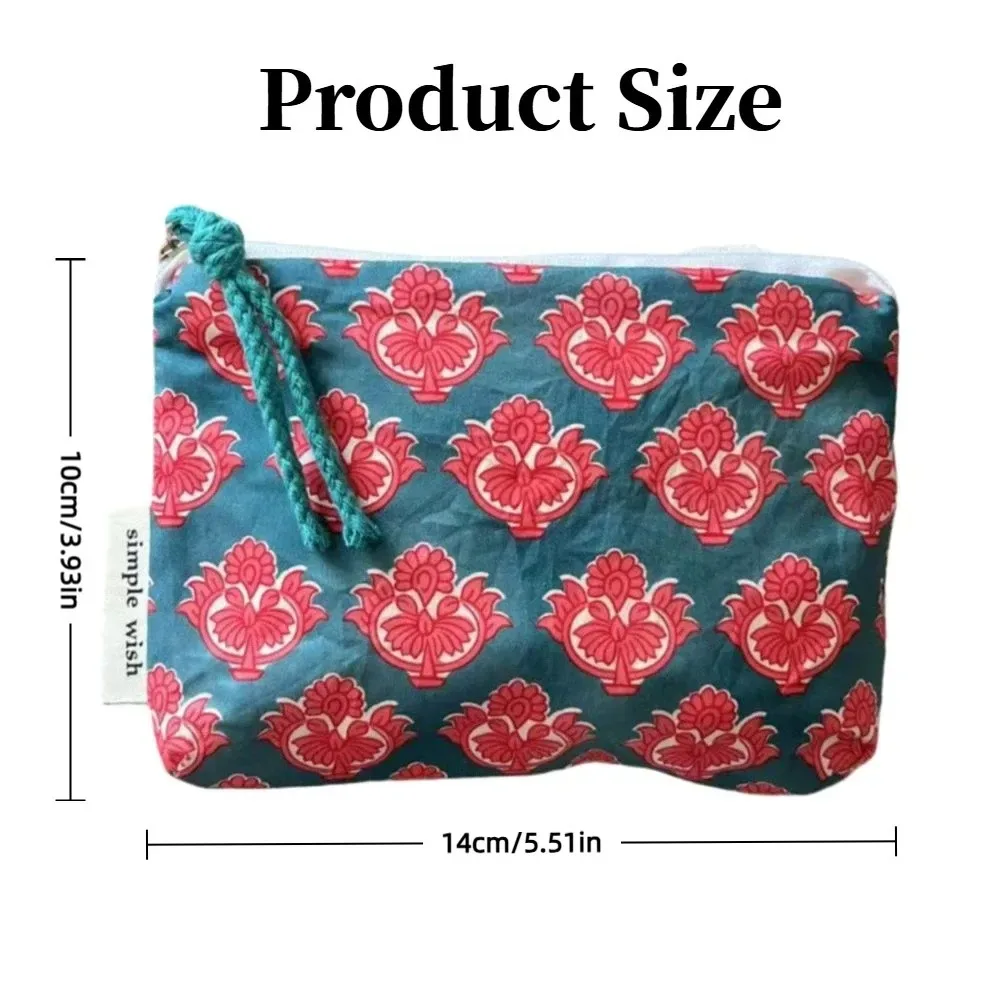 sac de serviette hygiénique vintage à la mode, mini porte-monnaie bohème de style indien, sac de voyage en coton à fermeture éclair, rangement pour cosmétiques, écouteurs, etc.