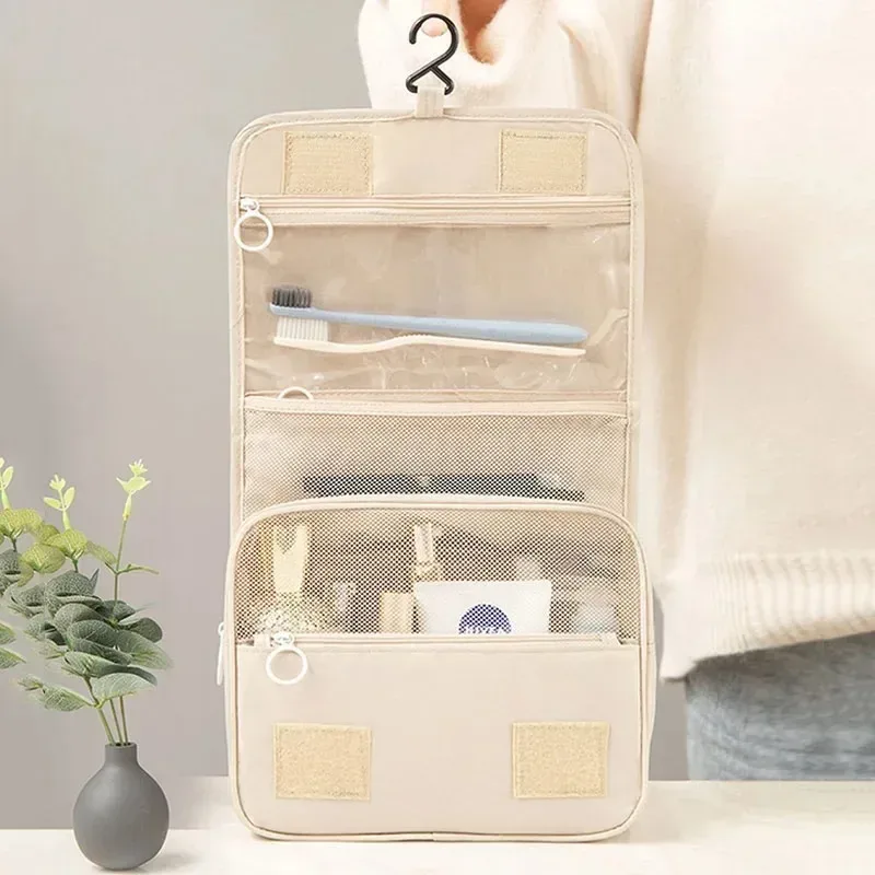 trousse de toilette de voyage imperméable de haute qualité pour femmes, organisateur de maquillage avec crochet, pochette de lavage et rangement pour salle de bain