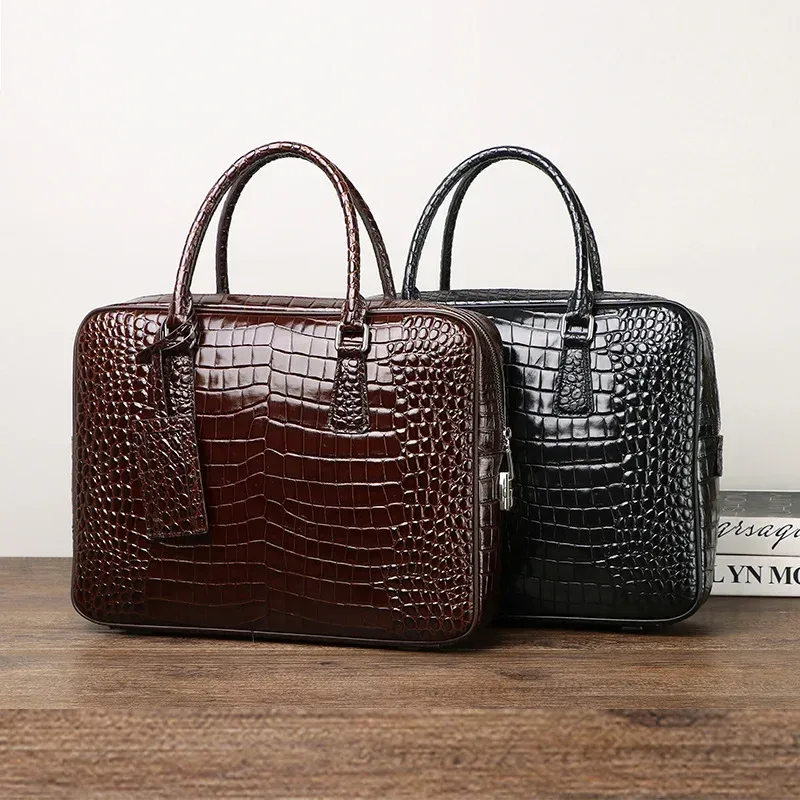 porte documents cuir veritabl cuir vache fermeture éclair imprimé animaux poche limon 14 pouces hommes bleu noir beaufort
