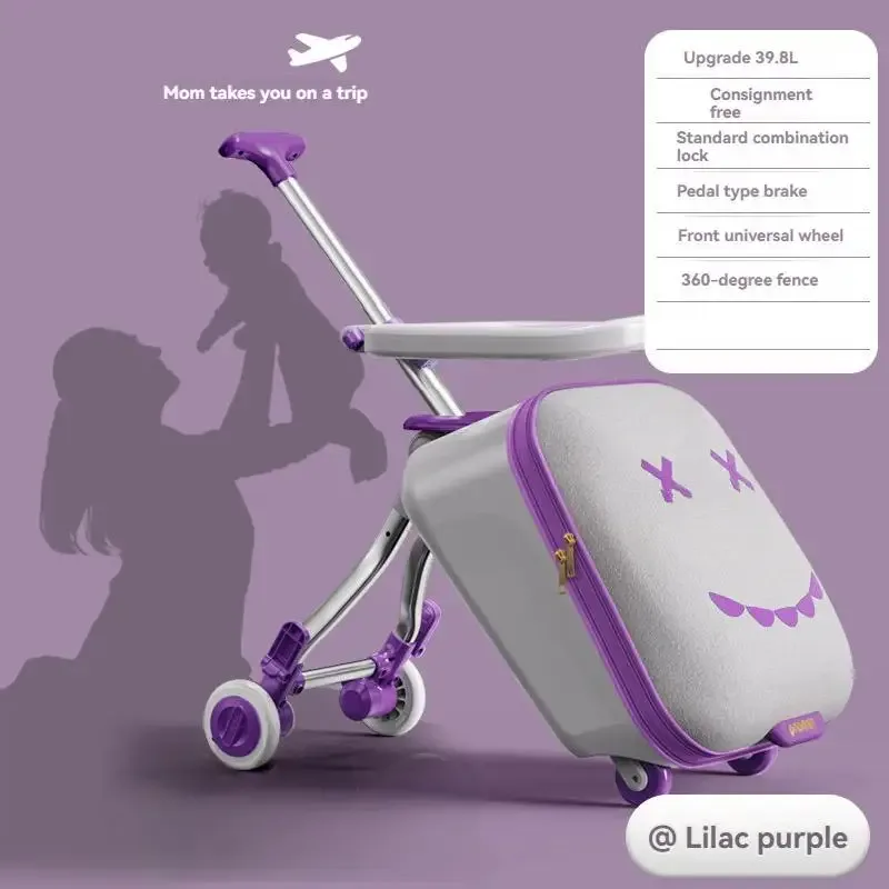 valise chariot enfant boisserie amovible tissu doux vert clair visage souriant voyage jeu éducation transport