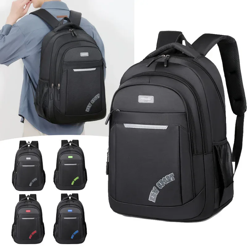 sac à dos d'étudiant de rangement multicouche pour hommes, sac à dos simple, léger et polyvalent pour ordinateur portable, sacs à double épaule épais en vente