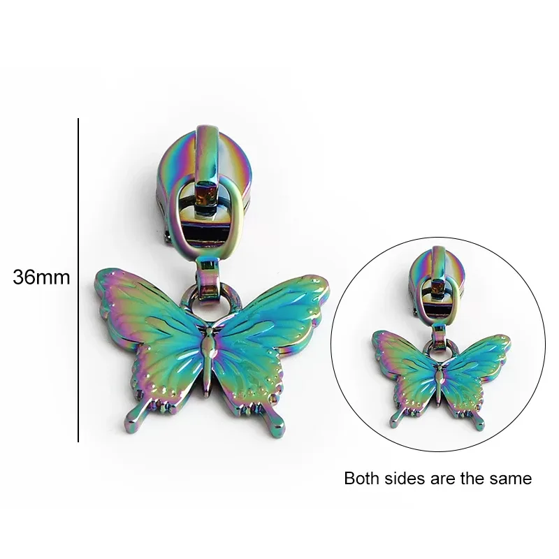 5/10 pièces en forme d'oiseau/abeille/fleur 5 # curseur de fermeture éclair en métal en nylon, pour bricolage, couture, artisanat, vêtements, sacs de rangement de voyage, accessoires à fermeture éclair