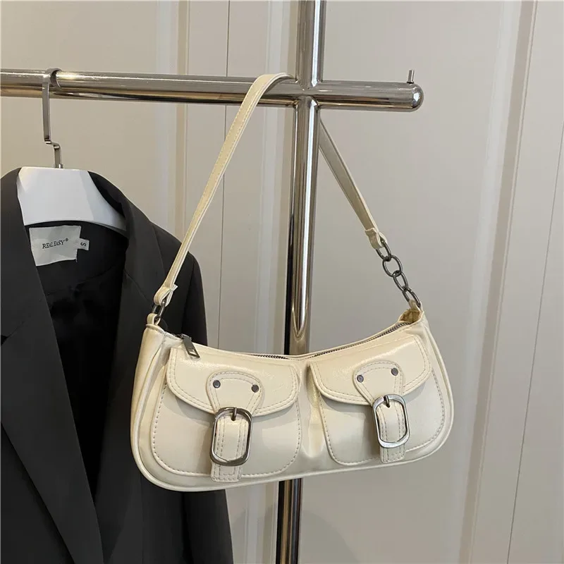 petit sac à main en cuir pu pour femme, sacs sous les bras pour femme, sacs à main à double poche, pochette vintage, mode initiée, y2k