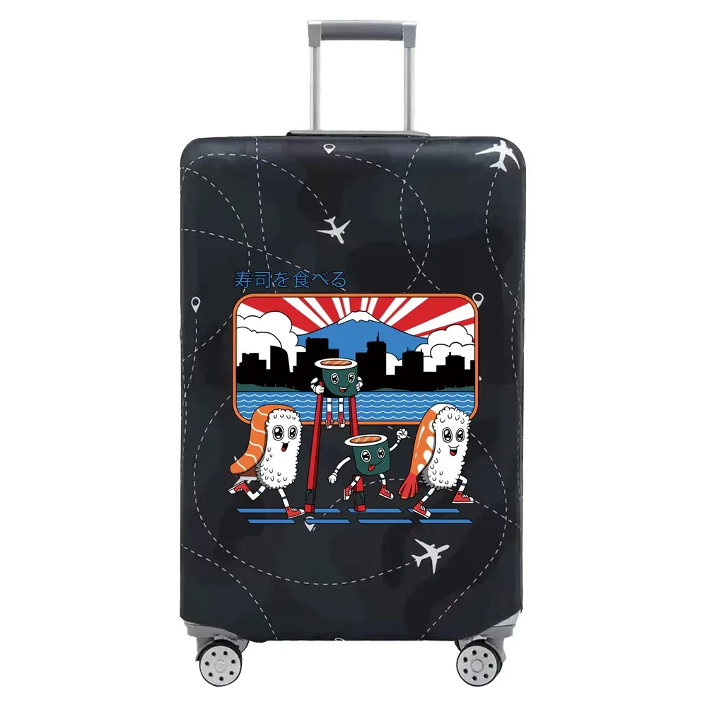 housse valise tissu extensible noire motif ramen bacon dessin animé voyage protection valise taille s m xl