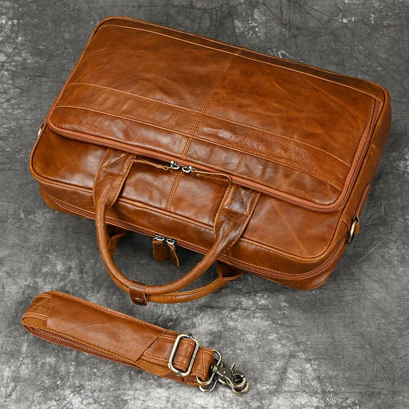 newsbirds-sac à main en cuir véritable pour hommes, sac à bandoulière messenger business, sac pour ordinateur portable 15.6 pouces, sacs à main pour hommes, couches