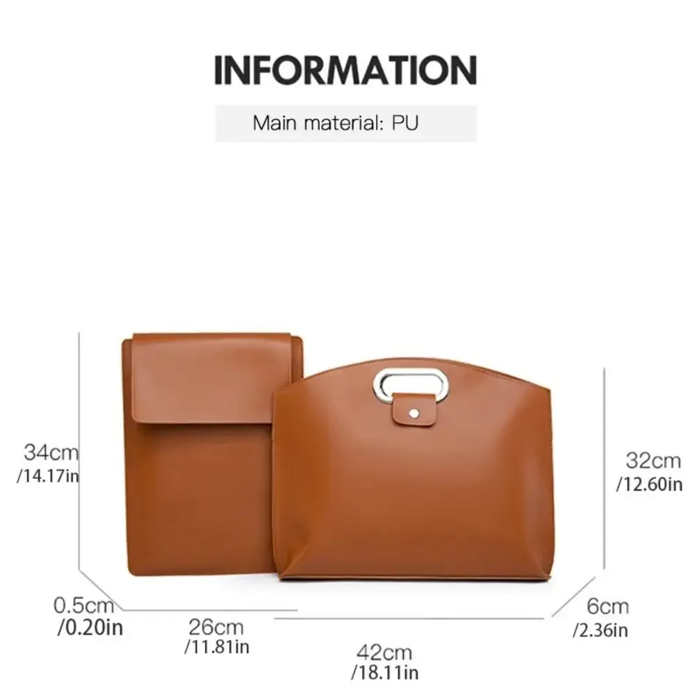 sac fourre-tout simple en pu pour documents de bureau, couleur unie, sac pour ordinateur portable, sac de fichiers, sac à main de grande capacité, sac d'ordinateur pour femmes