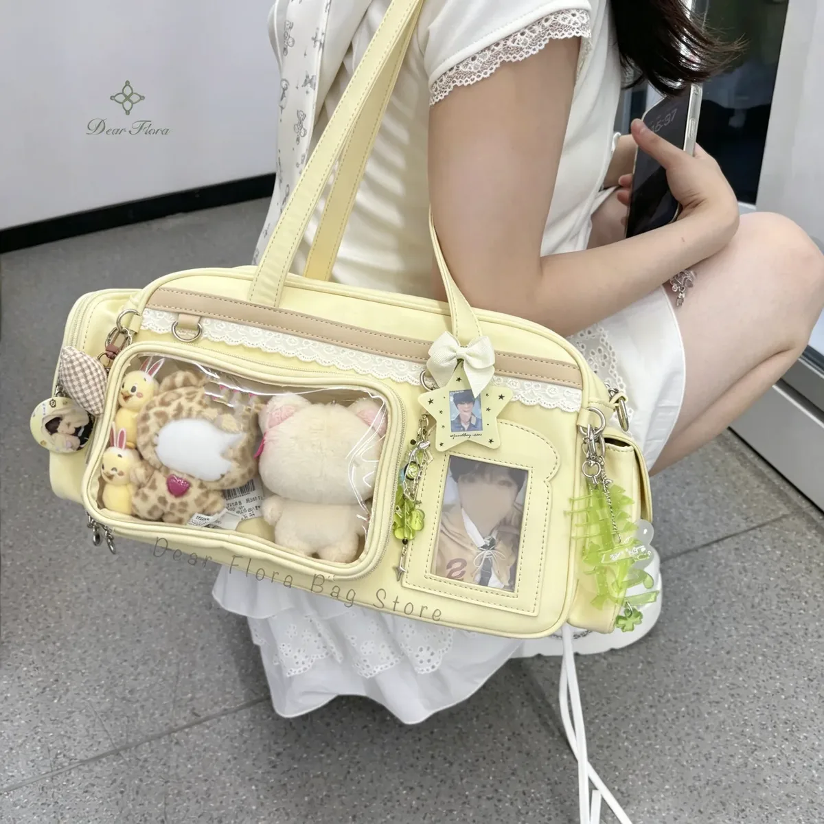 y2k nouveau sac ita de concert jk sac à bandoulière de grande capacité mignon fille sac à dos transparent exposition bricolage badge affichage sac à bandoulière