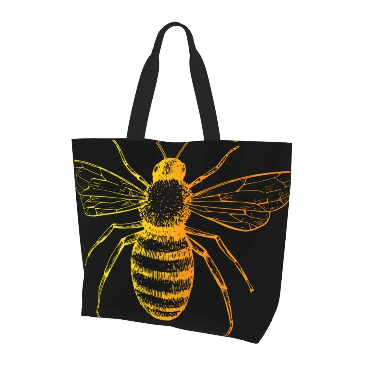 sac de shopping en toile pour femmes sur le thème des abeilles, sac fourre-tout décontracté de grande capacité, sac à bandoulière