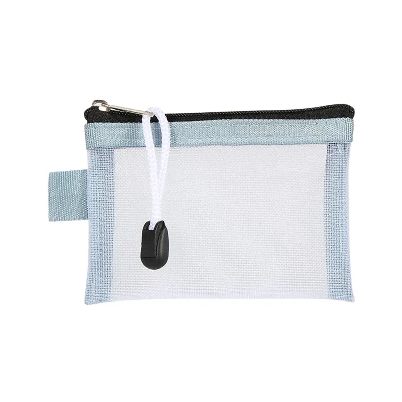 sacs de rangement de cartes en maille de nylon, mini grille transparente, porte-carte de crédit, pochette à fermeture éclair, petit portefeuille de monnaie de voyage, sac de fichiers