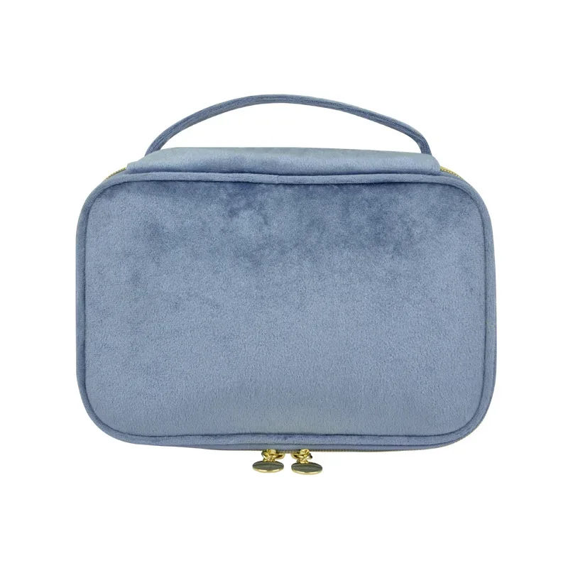 nouvelle trousse de maquillage en velours grande capacité, sac de rangement multifonctionnel portable pour voyage et toilette, pochette cosmétique en velours à main