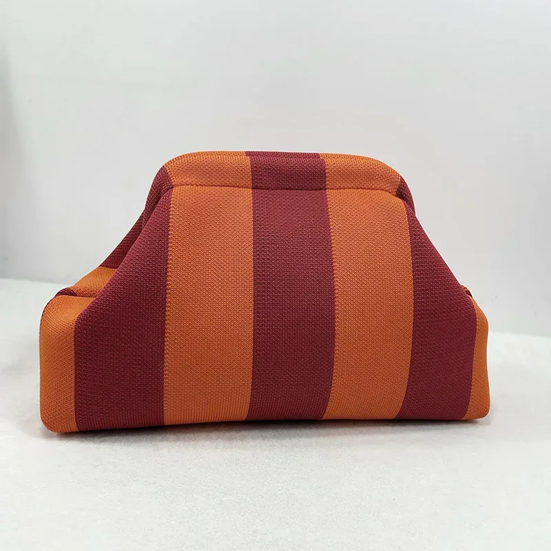 sacs à main tissés au crochet pour femmes, pochette de plage d'été, sacs à main tricotés, pochette de boulettes froncée, mignon nuage décontracté, sac colorblock
