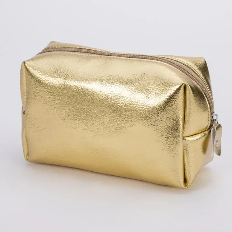 portefeuille doré à paillettes brillantes simples, sac à main cosmétique, trousse de maquillage, articles de toilette portables pour femmes, sac de rangement de soins de la peau, pochette de rangement