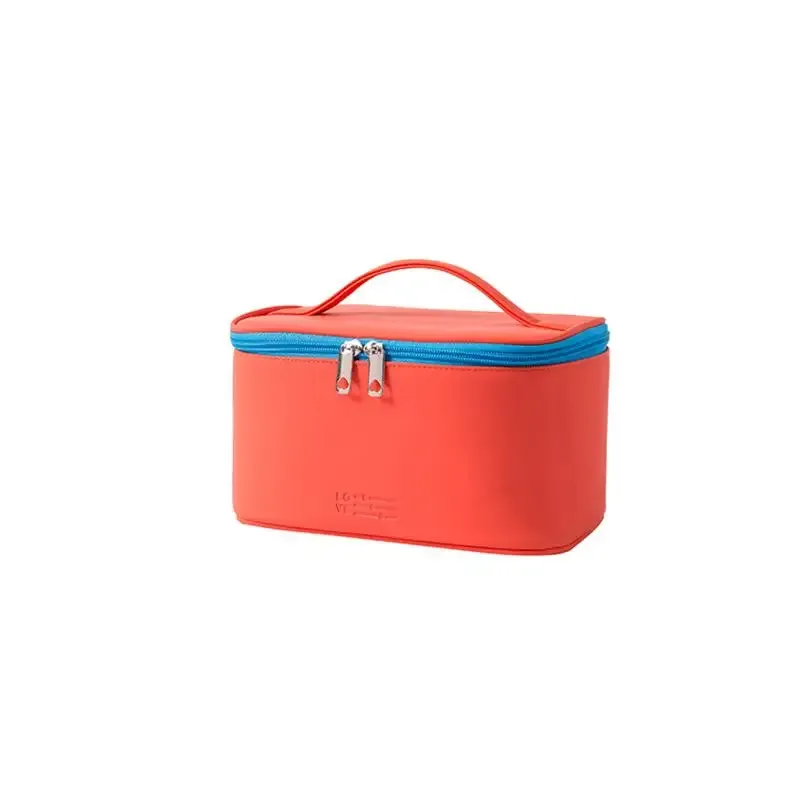 sac de maquillage portable en pu avec fermeture éclair, organiseur de produits de soin de la peau pour voyage, sac cosmétique grande capacité pour ranger les cosmétiques