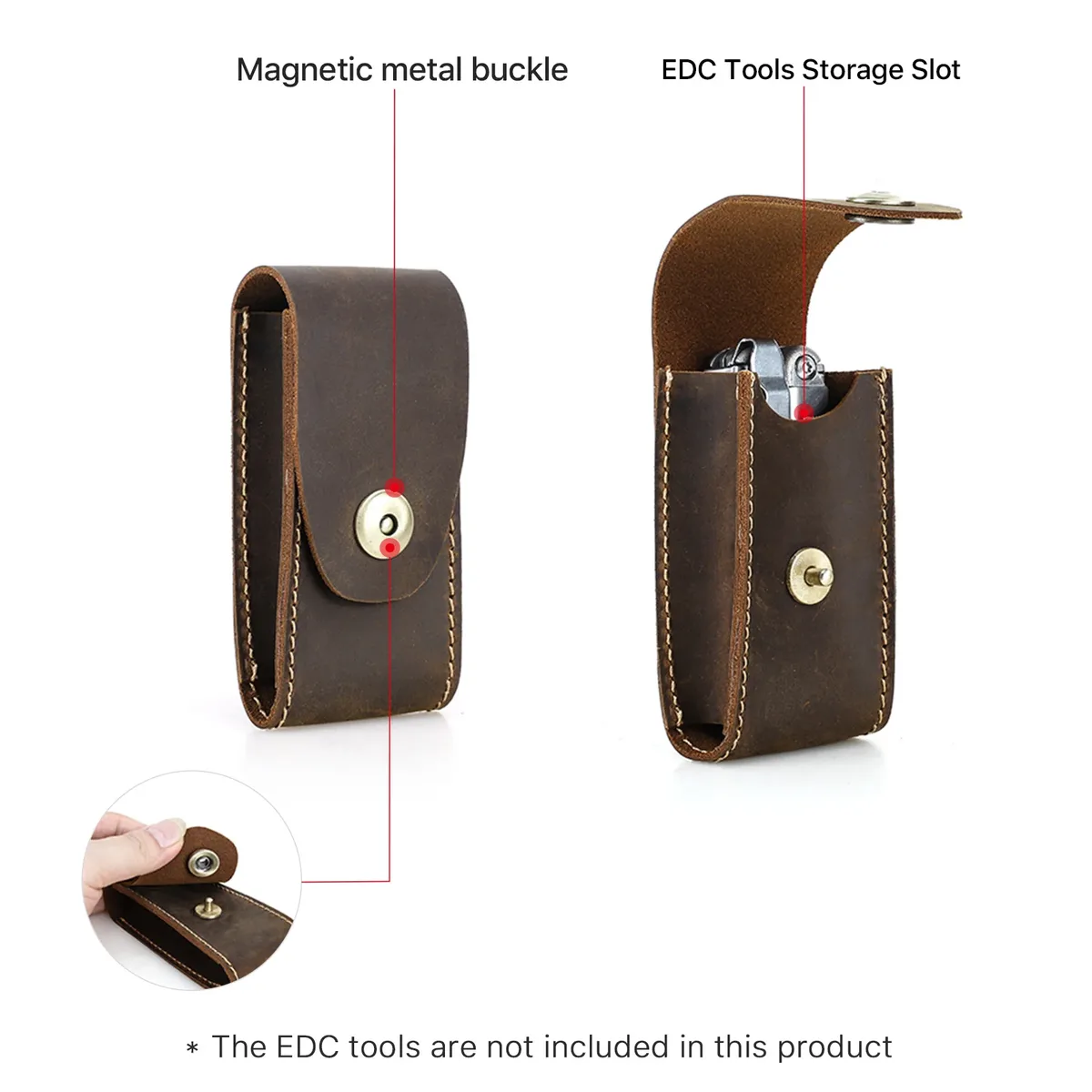 gaine de rangement edc en cuir véritable, outil tactique fait à la main, mini pochette avec clip de ceinture, sac de rangement