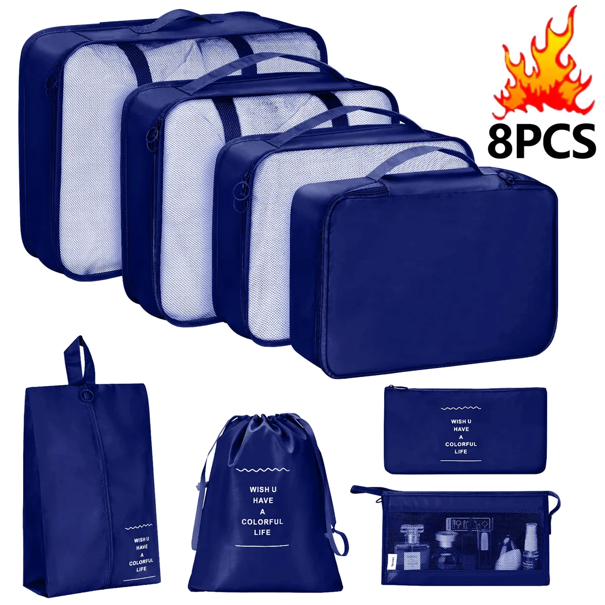 organisateur voyage sacs rangement polyester beige noir chaussures vêtements cube pliant accents double glissières transport usage