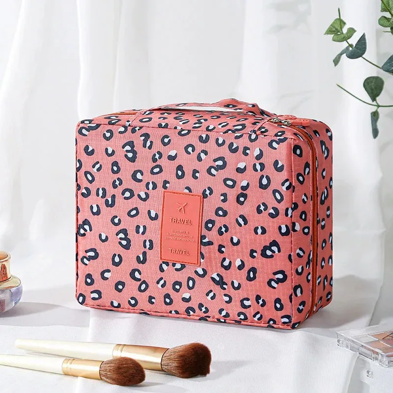 trousse de toilette de voyage à imprimé floral, organiseur de cosmétiques imperméable avec poignée pour femmes et filles