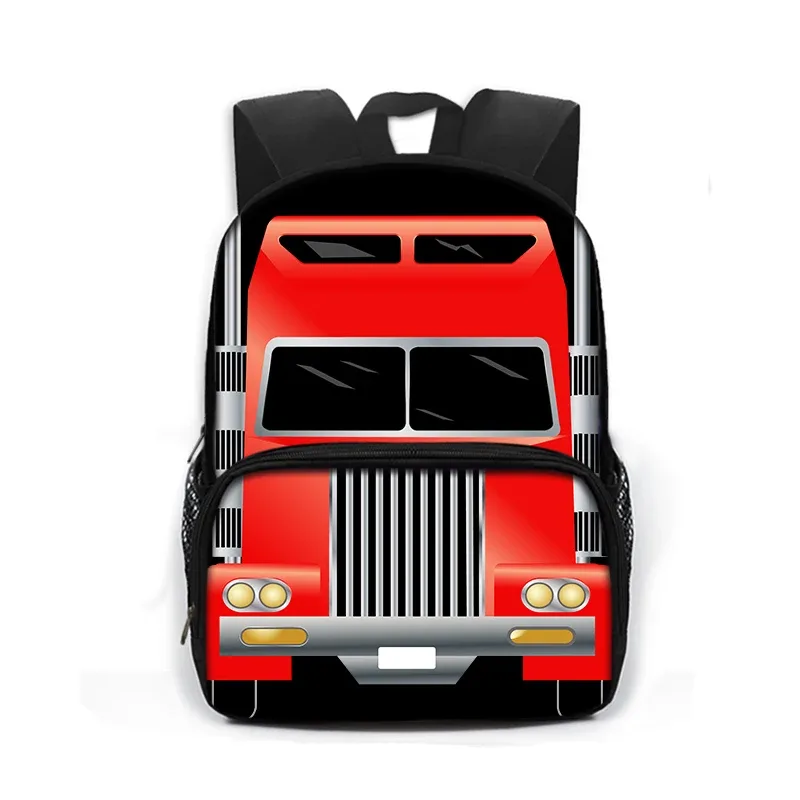 sac à dos imprimé dessin animé de police, voiture, bus, pelle, camion, sac de jour pour enfants, sac de livre pour écoliers de maternelle